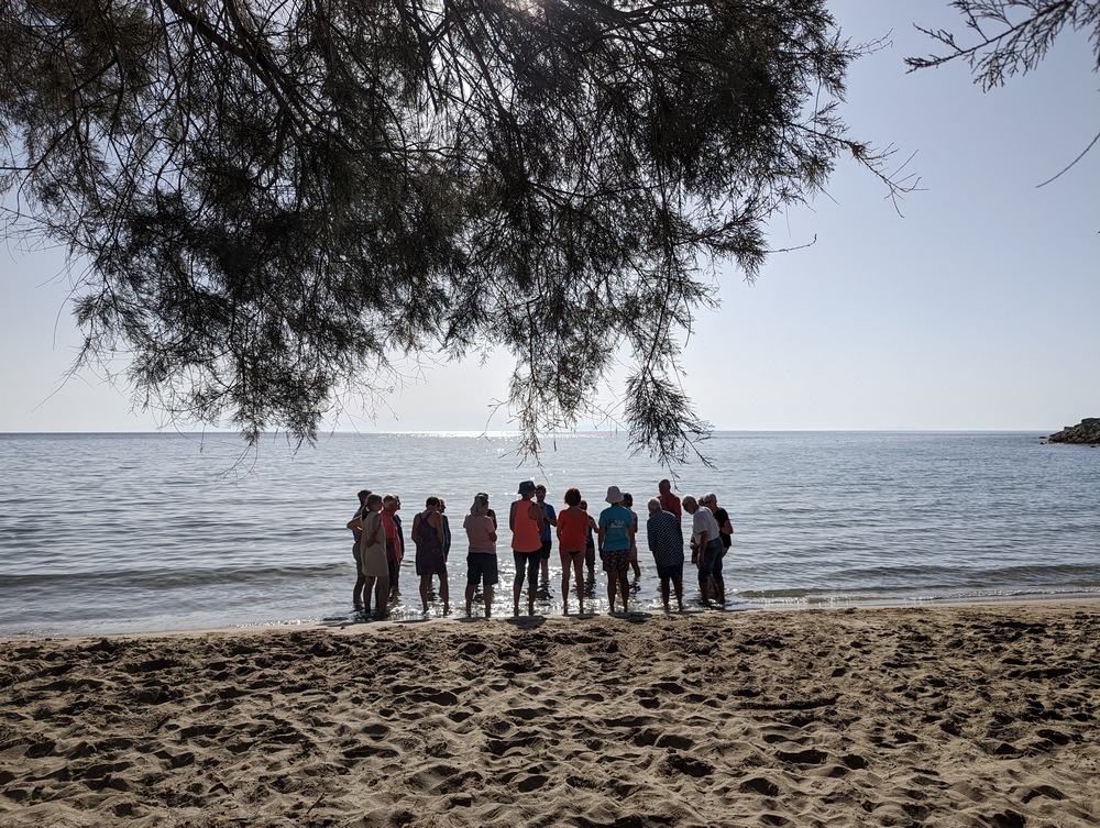 échauffement vocal sur la plage